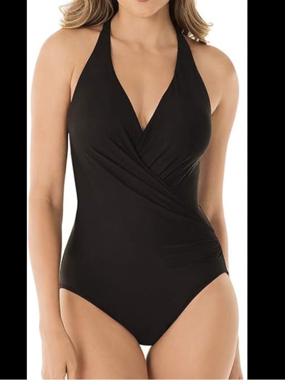 MIRACLESUIT one piece bathing suit black swim suit molded cups mesh size 10